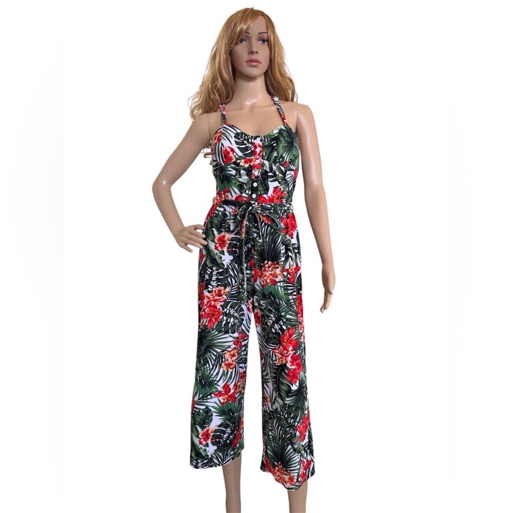 Floral Garden Crochet Back Jumpsuit